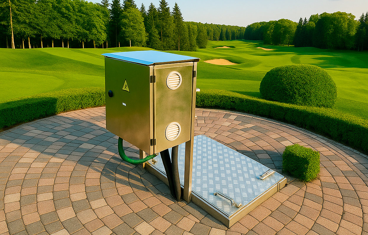 persona realizando pruebas en planta complementaria de tratamiento de aguas residuales - ver detalles de la planta